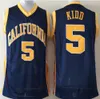 Herren California Golden Bear Jason Kidd College-Basketball-Trikots Vintage #5 Marineblaue Hemden Universitäts-Trikot mit Nähten S-XXXL