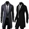 Atacado - 2016 Novo Trench Coat Slim Masculino Jaquetas e Casacos Longos Sobretudo Casaco Duplo Peitorado Trench Coat Masculino à Prova de Vento Inverno Outerwear