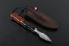 DROP SHIPP DAMASCUS Steel thee-mes palissander handvat vaste bladmessen bests cadeau voor thee vrienden met lederen schede