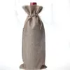 Linen drwansting wine bag wine bottle packing pouches party Champagne gift wrap bag