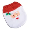 Atacado-3PCS Fantasia Santa Santa Casa de Assento de Assento Tapete Conjunto de Banheiro Conjunto de Contorno Decorações de Natal Navidad Deco