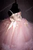 Graduation Dresses Kids Sequins Princess Flower Girl's Dresses with 3D Florals and Ruffles Skirt Real Photos Blush Girls Birthday Gowns