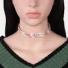 2017 nouveau collier Hot Choker européen et américain colliers en cuir de fleurs à plusieurs étages chokers 5 couleurs