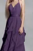 2021 NEW! Chiffon Purple Halter Neckline Bridesmaid Dress with Cascading Skirt VW360326 Wedding Party Evening Formal Gowns