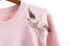 2017 autumn and winter women leisure crane embroidery knitted sweater