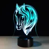 2017 New Horse Head 3D LEDテーブルランプカラフル7色の変更アクリルナイトライトデコレーションランプギフト