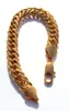 Men's 24kt Real Yellow Gold HGE 9 tum Tung lyxig Hypotenuse Nugget Armband Jewelry S Champion International Design260A