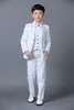 Jongens Wedding Suits Nieuw maat 2-10 Witte Boy Suit Formeel feest Vijf sets vlinderdasbroek Vest Shirt Kinderpakken in Stock289d