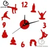Vente en gros - Yoga Figure chiffres arabes bricolage horloge murale moderne Decign décor à la maison 3D horloge murale Quartz silencieux Cloc décoratif autocollant mural