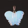 Hand Crafted New Bohemia Fashion Popular Crystal Pendant Animal Butterfly Made of Semi Gems Opal Rose Quartz Jewelry Women Men Free Shipping