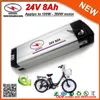 High Quality Silver Fish Aluminum Cased Li Ion 24V 8Ah Ebike Battery Pack with 18650 Cell Lithium Battery 15A BMS 2A Charger