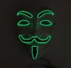 EL Wire LED MASK Vendetta Party Fashion V Costume Cosplay Guy Fawkes Anonymous Maschera per la festa di Halloween Decorazione spaventosa ZA3639