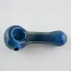 Pipes en verre de brûleur à mazout de cuillère d'arc-en-ciel 4 "pouces bleu Swril Bowl main tabac fumant la pipe en verre de haute qualité élégante pipe de papa Coroled