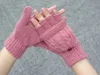 Gants à clapet en laine pour femmes, couverture à double torsion avec mitaines chaudes, demi-doigts, mode