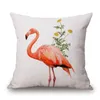 flamingo decoration cushion cover bright pink tropical print chaise chair throw pillow case wild animal home office almofada5677695