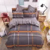 Großhandel - LUCKY TEXTILE Bettwäsche-Set mit Federn, King-Size-Bett, blauer Bettbezug, Bettlaken, Queen-Size-Bett, moderne Bettwäsche für Erwachsene, Gitterstreifen-Bett-Set, beste Qualität