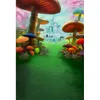8x8ft 동화 어린이 배경 사진 다채로운 버섯 녹색 잔디 유럽 성 베이비 사진 부스 배경 스튜디오 소품