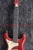 Uniek linkshandig Ventures MOSRITE Model 2001 VM-02 40-jarig jubileum Metallic Red Electric Guitar Dual P 90 Pickups White Mop Dot Inlay