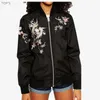 도매 - 2017 여성 자수 꽃 피닉스 새 짧은 재킷 브랜드 폭격기 재킷 코트 파일럿 outwear 봄 재킷 여성
