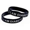 100PCS I am Diabetic Silicone Bracelet Ink Filled Logo Carry This Message As A Reminder in Daily Life