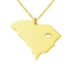 Южная Каролина Карта из нержавеющей стали подвесное ожерелье с любовью Heart USA State Geography Map Колье для женщин и мужчин для женщин и мужчин