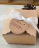 Brown Kraft Paper Box Party Gift Bruiloft Gunsten Snoep Handgemaakte Zeep Sieraden Verpakking Vintage Dozen Lege Tag schrijven alleen