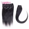 Clipe de cabelo humano virgem brasileiro em extensões de cabelo queen straight tecelas não processadas 1228 polegadas naturais preto3285634