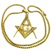 18 Karat Gold gefüllte Skulptur Freimaurer Freimaurer Mason Pendelle Kette Halskette N275