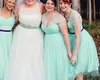 Nieuwste 2017 korte plus size bruidsmeisjes jurken thee lengte een lijn sjerp feestjurken goedkope op maat gemaakte mode sweetheart mint groen