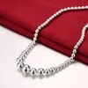 Bracelet Necklace S080 Top quality 925 Sterling silver plated beads chain necklace bracelet fashion jewelry party gift package for women Free shipping