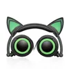 Vikbara Cat Ear-hörlurar med LED-glödande hörlurar Huvudband Gaming Headset Auricular För PC Laptop Mobiltelefon MP3 Barn