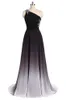 2017 Nieuwe Elegante A-lijn Sexy One Shoulder Ombre Lange Prom Jurken Chiffon Formele Avond Feestjurken WD1014