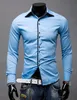 Men's Casual Shirts Wholesale- Brand Mens Formal Business Slim Long Sleeve Dresse Unique Turn-down Collar Men 10 Colors1