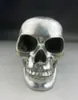 Magnifique Tibet Argent Gros Crâne Mort de Tête Netsuke Skulptur