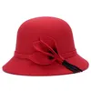 British Style Ladies Top Hats Warm Autumn Winter Wool Bucket Hats Fashion Flower Leaves Female Dome Cap GH-31 6 Colors New