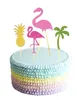 Flamingo Pineapple Coconut Tree Cake Toppers BBQ Hawaiian Tropical Summer Party Food Cocktail Wedding Cupcake Toppers Sticks Decoration