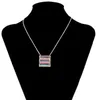 Designer Fashion Candy color Stripe Charm Square Pendant Necklace for Women Choker Collar Statement Necklace Gold Plated Link Chain Jewelry