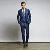 Royal Blue Mens Suits Slim Fit Twee Knoppen Bruidegom Trouwpak Goedkope 3 Stuks Custom Smoking (Jas + Broek + Vest)