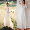 Boho Lace Chiffon Wedding Dresses Bohemian Country Wedding Gowns Chiffon Beach Bridal Gowns Long Sleeve Maternity Bridal Dresses Custom Made