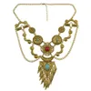 Idéaleway Bohemian Style Plaqué Or Collier Pendentif Tassel Turquoise Gem Tassel Turquoise