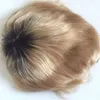 Omber Full Lace Toupee Brazilian Virgin Human Hair Piece T1B#/27 Två ton spetsenhet för män Silkeslen RACK FAST Express leverans