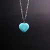 Pendentif Colliers Gros- 2021 Fille Fahion Femmes 20mm Naturel Turquoise Agate Oeil De Tigre Pierre Opale Pendentifs En Forme De Coeur Ne