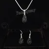 Crystal Jewelry Set 9 Colors Rhinestone Water Drop Shaped Pendant Earrings And Necklace For Party 5 Sets/lot Wholesale