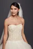 2019 Strapless Ruffled Skirt Wedding Dress Organza Zipper Back Appliques Bodice Sweep Train Custom Made Bridal Gowns CWG568