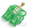 Collier pendentif éléphant GP en jade vert 18 carats1571