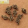 Nota de música Metal Big Hole Beads 100 / lote 18.4x9.5x7.3mm Antique Prata / Bronze Fit Charme Europeu Braceletes Jóias DIY L1449