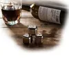 9pcsセットステンレススチールウイスキース​​トーン、再利用可能なアイスキューブは、ワイン、ビール、飲み物のための岩の岩岩（8セット、チップトング、アイストレイ）