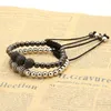 Gioielli di moda Perle di rame da 6 mm di alta qualità con tre perline nere da 10 mm Cz che intrecciano i braccialetti Macrame