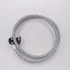 Hellblaue Leder-Charm-Armbänder, authentisches 925er Silber, passend für Schmuck im europäischen Stil, Charms, Perlen, handgefertigtes Geschenk, Andy Jewel 590734CBL-D9248188