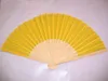 Blank Plain Color Hand Fans 100 pcs /lot Chinese Cheap Folding Fans Wedding Favors Small Bamboo Silk Fabric Fan